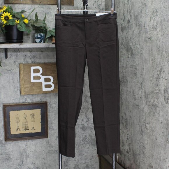 NWT Christopher & Banks Fit Mid-Rise Stretch Dress Pants JOS-4929 4 Short Brown - Picture 1 of 9